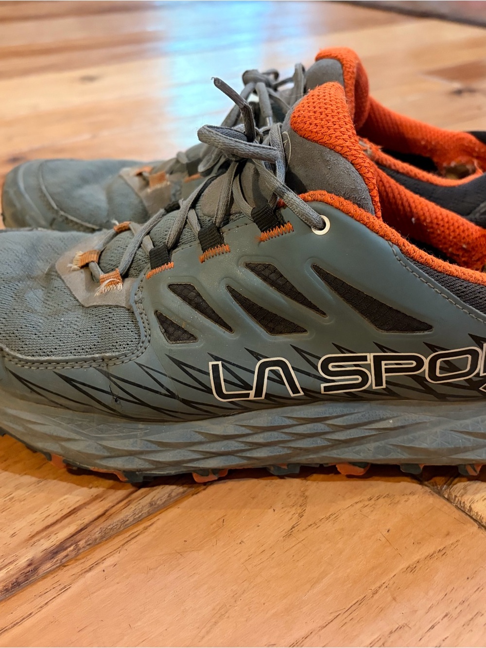 La Sportiva Women’s Blue-Grey and Orange Trail Runners